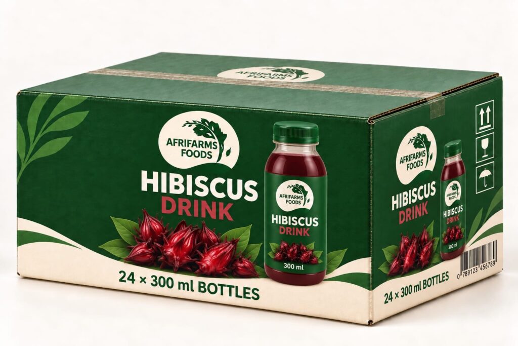 AfriFarms Foods Hibiscus Drink 24 × 300 ml | African Hibiscus Beverage